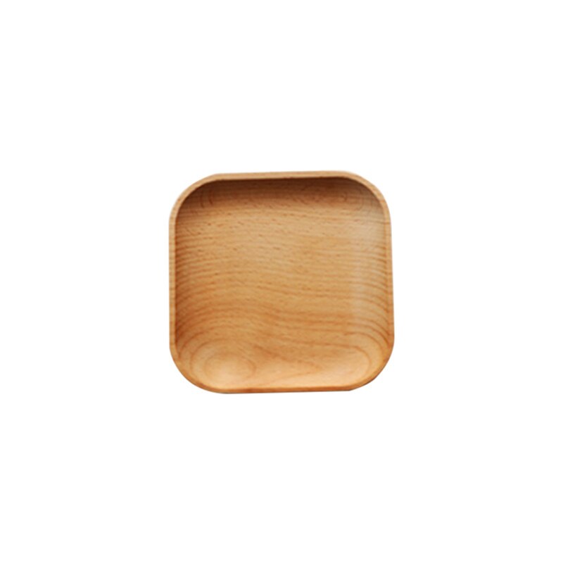1Pcs Wooden Plate Wood Saucer Fruit Dishes Saucer Tea Tray Dessert Dinner Bread Wood Plate Japanese Style Kitchen Utensils: Square