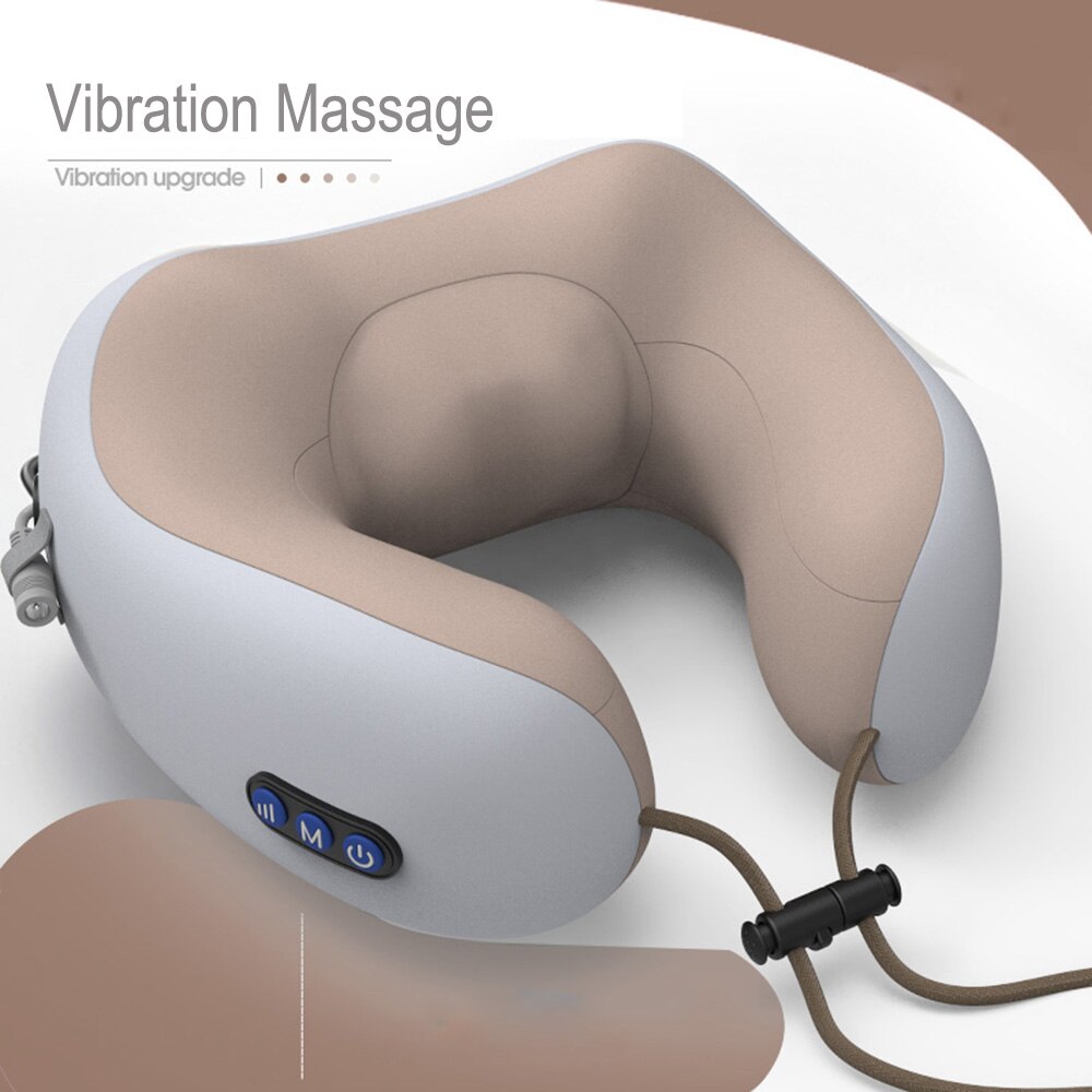 JINSERTA Elektrische Massage Nekkussen Hoofdsteun Reizen Kussen Therapie U-vormig Kussen Massager voor Thuis Kantoor Rust: Coffee-Massage