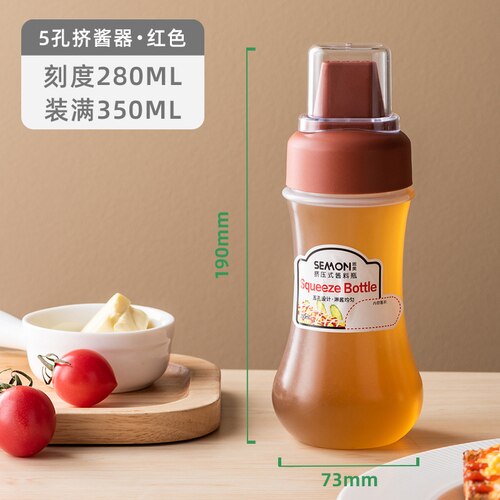 Plastic Storage Jar Dispenser Cooking Portable Transparent Spice Jar Squeeze Mayonnaise Cosas De Cocina Kitchen Container OC50TL: red