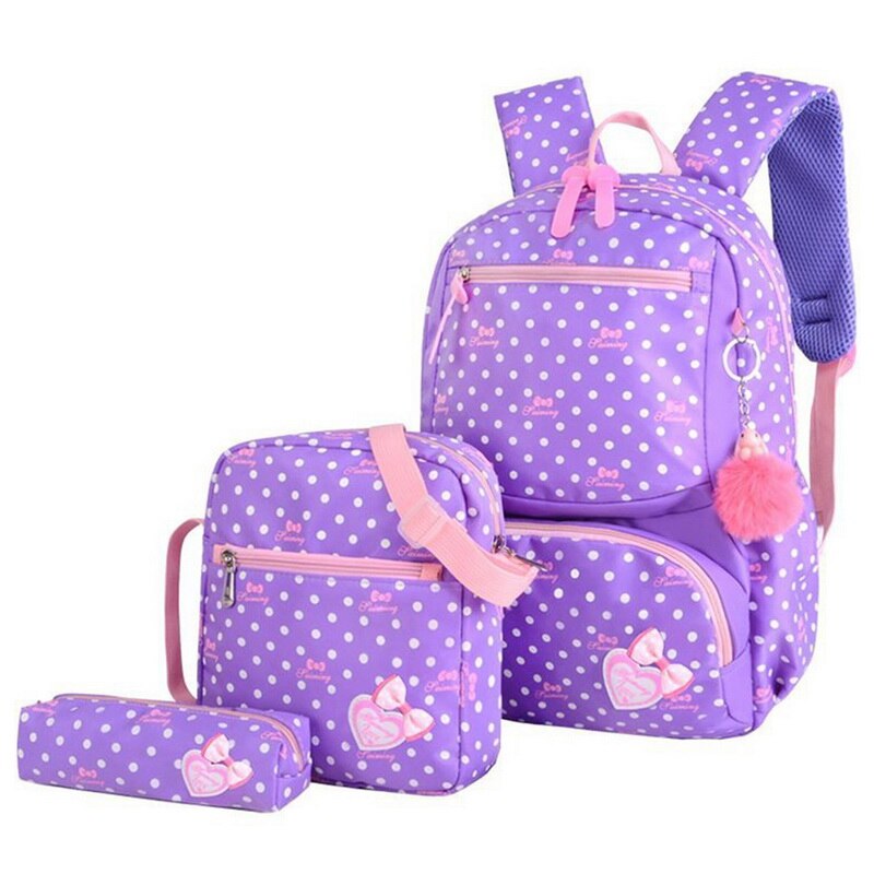 3 Pcs Afdrukken Schooltas Voor Kinderen Kids School School Rugzakken Voor Meisjes Tiener Roze Paars Bagpack