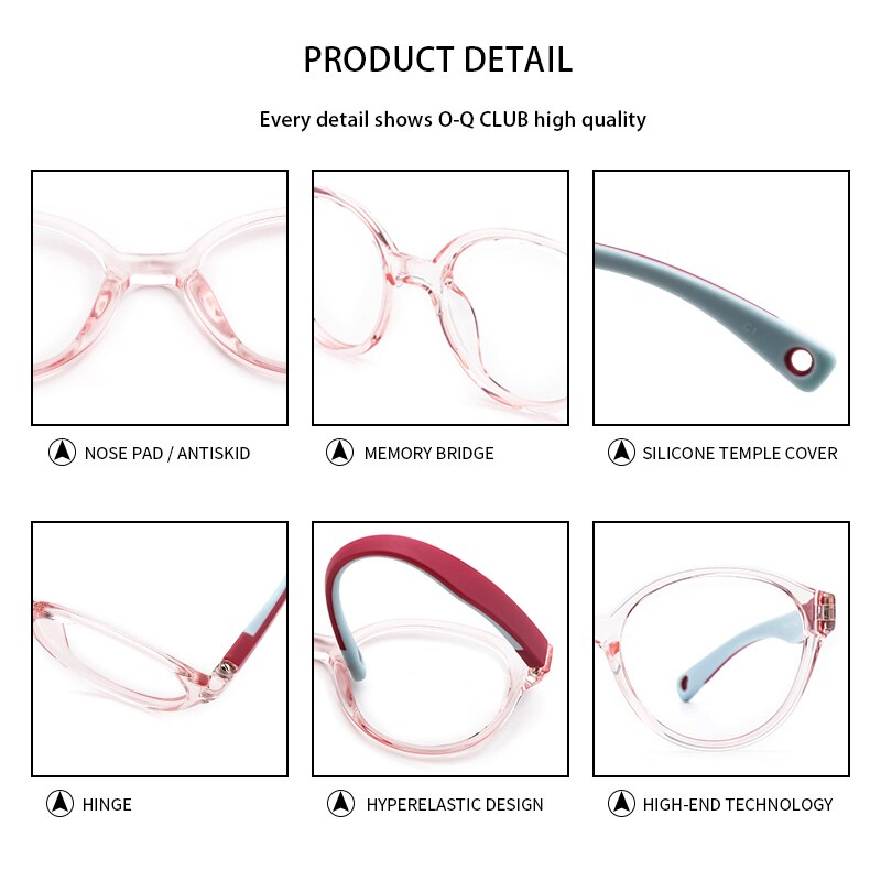 O-Q CLUB Kids Glasses TR90 Silicone Eyeglasses Flexible Children’s Round Eyewear Myopia Optical Eyeglasses Frames 2509