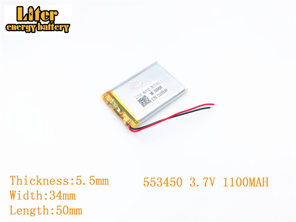 Liter energie batterie 3,7 V 1100 mAh 553450 stecker Lithium-Polymer Akku Für MP3 MP4 MP5 Lithium-Polymer-batterie: 3.7V 1100mAh 553450