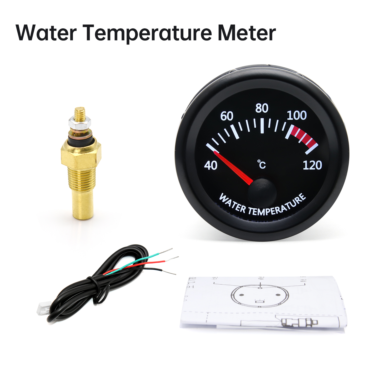 Para coche de gasolina 12V 52mm medidor de coche Universal Auto temperatura de agua temperatura de aceite prensa de aceite medidor de voltios de combustible con Sensor soporte negro: Lavanda