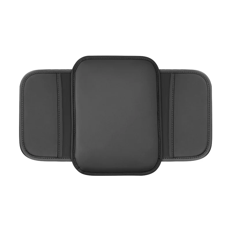 Capa protetora para console central de carro, caixa de apoio de braço atualizada, almofada, descanso de braço, tapete com bolso lateral de armazenamento, couro pu, acessórios para carro: Preto