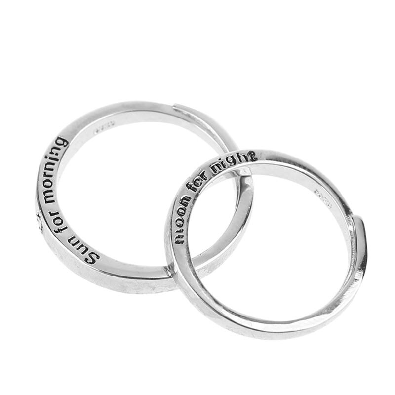 2Pcs Zon En Maan Minnaar Paar Ringen Set Promise Wedding Bands Voor Hem En Haar Vrouwen Mannen Unisex Sieraden ring