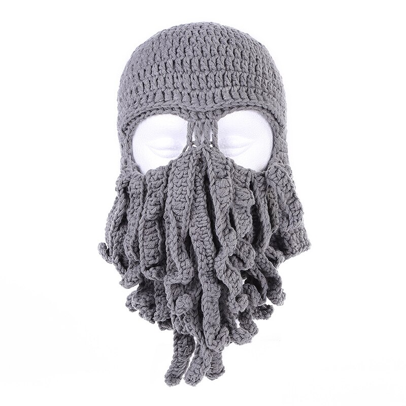 Novelty Funny Party Octopus Beard Hat Unisex Animal Cthulu Crocheted Tentacle Knit Wind Mask Ski Cap Halloween Hats: 04