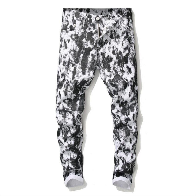 Kleurenprint heren jeans 100%  katoenen slim jeans broek heren broek  #5640: 32