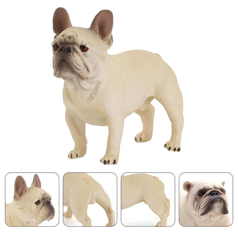 1pc Simulated Bulldog Model Lifelike Bulldog Toy Bonsai Decor (Light Yellow)