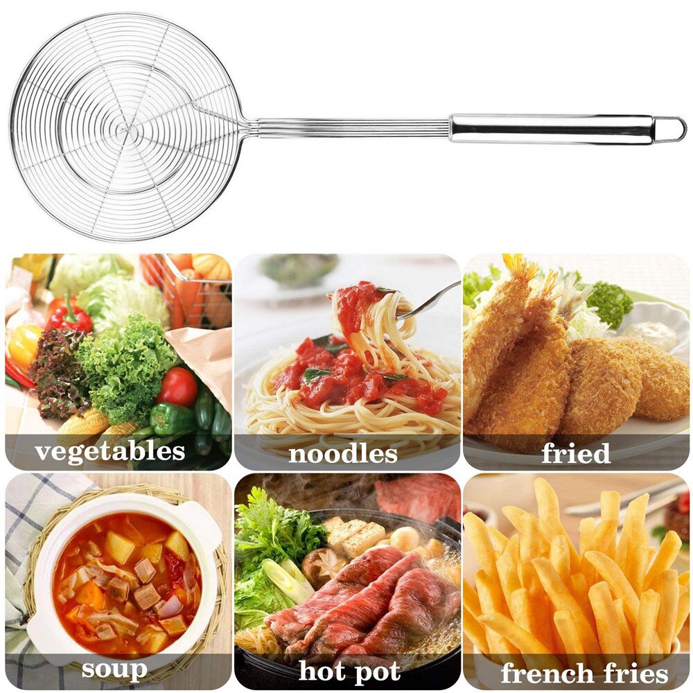 Strainer Stainless Steel Solid Spider Strainer Skimmer Ladle With Handle Kitchen Tool frying up rench fries, fish vegetables