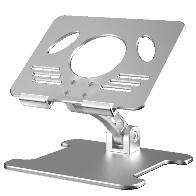 Aluminium desktop tablet stativ dobbelt akse højde/vinkel justerbar smartphone holder tablets tegne stativ til iphone ipad: Sølv