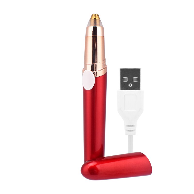 Oplaadbare elektrische gezichts- en wenkbrauwschaar, mini draagbare tondeuse voor vrouwen, lichaamsscheerapparaat, ontharingsmes, pijnloos scheermes, epilator: Rode usb