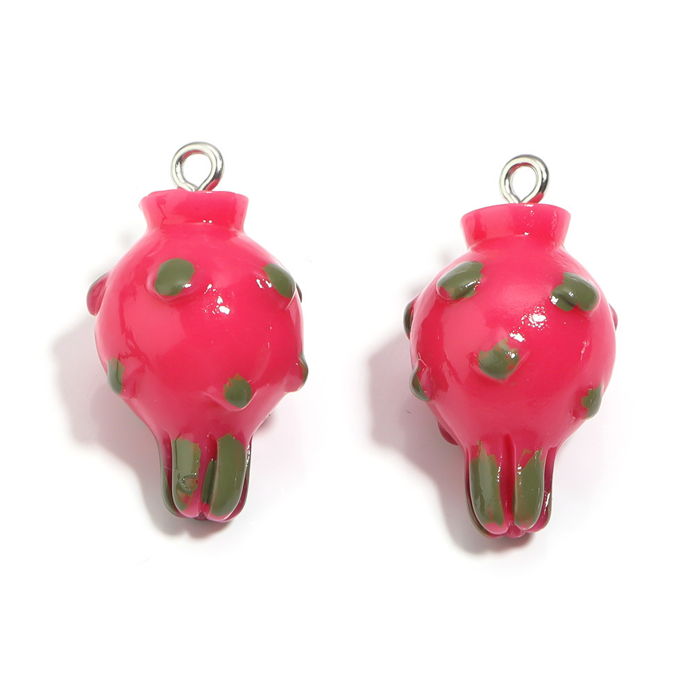 5 Stuks Kleurrijke Hars Fruit Charms Gesimuleerde Aardbei Apple Hanger Voor DIY Oorbel Armband Ketting Sieraden Maken Accessoires: Zilver
