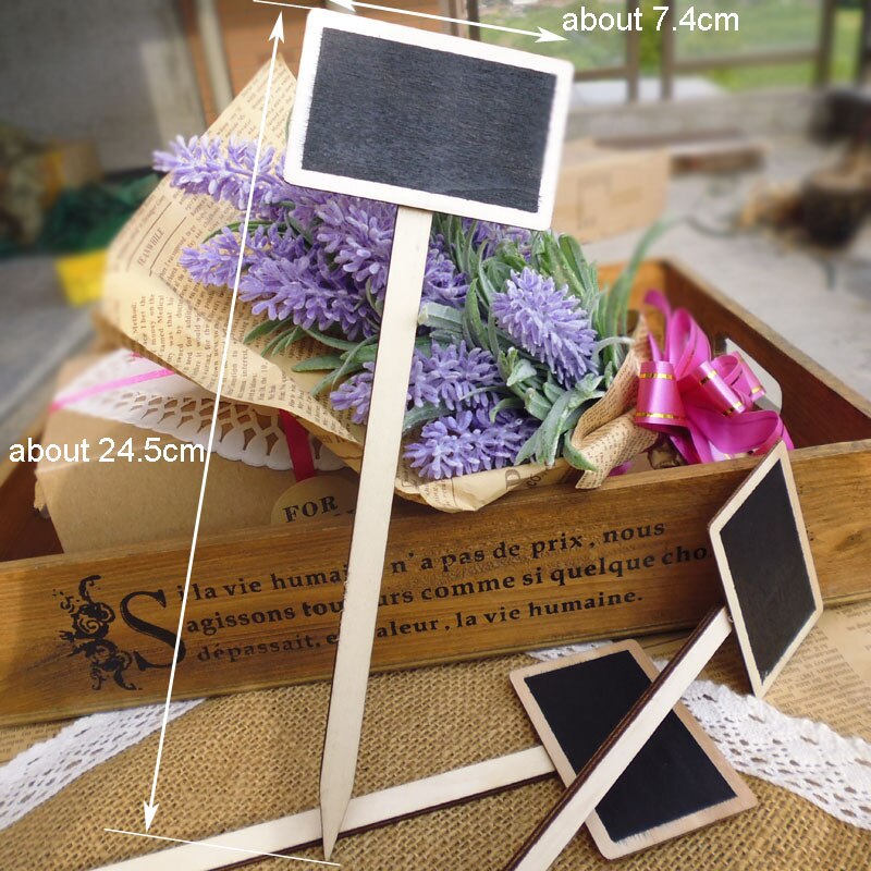 20pcs Rectangle Blackboard Wooden Price Display DIY Message Stand Chalkboard Writing Boards Bulletin blackboards 7.4x24.5cm