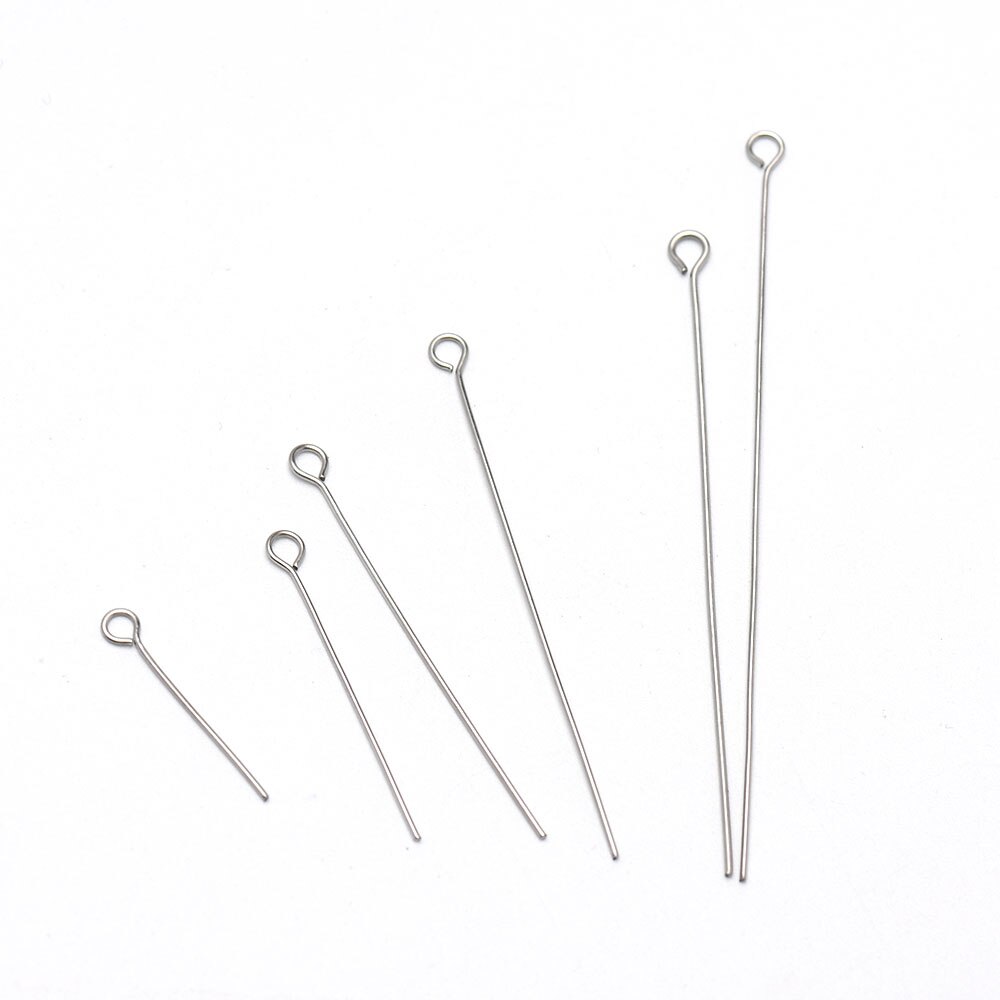 50-100pcs 23 Gauge 304 Stainless Steel Open Eyepins 20-70mm for DIY Jewelry Making