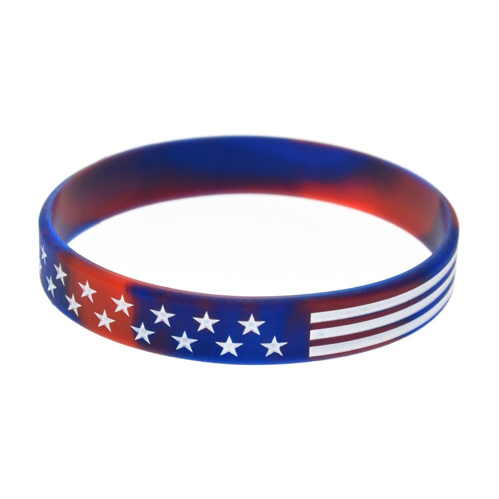 Mode Dunne Blauwe Lijn Sterren En Strepen Siliconen Armband Camouflage Amerikaanse Polsband Bangle: 03 one pcs