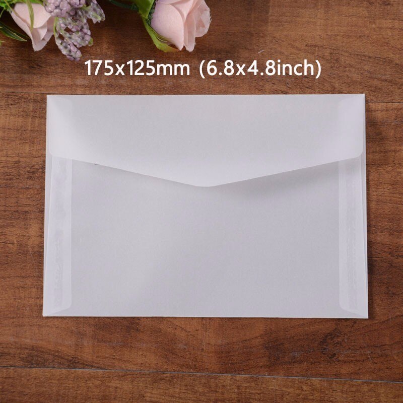 50pcs Translucent Blank White Parchment Paper Envelope Postcards Invitations Cover Envelopes: 175x125mm