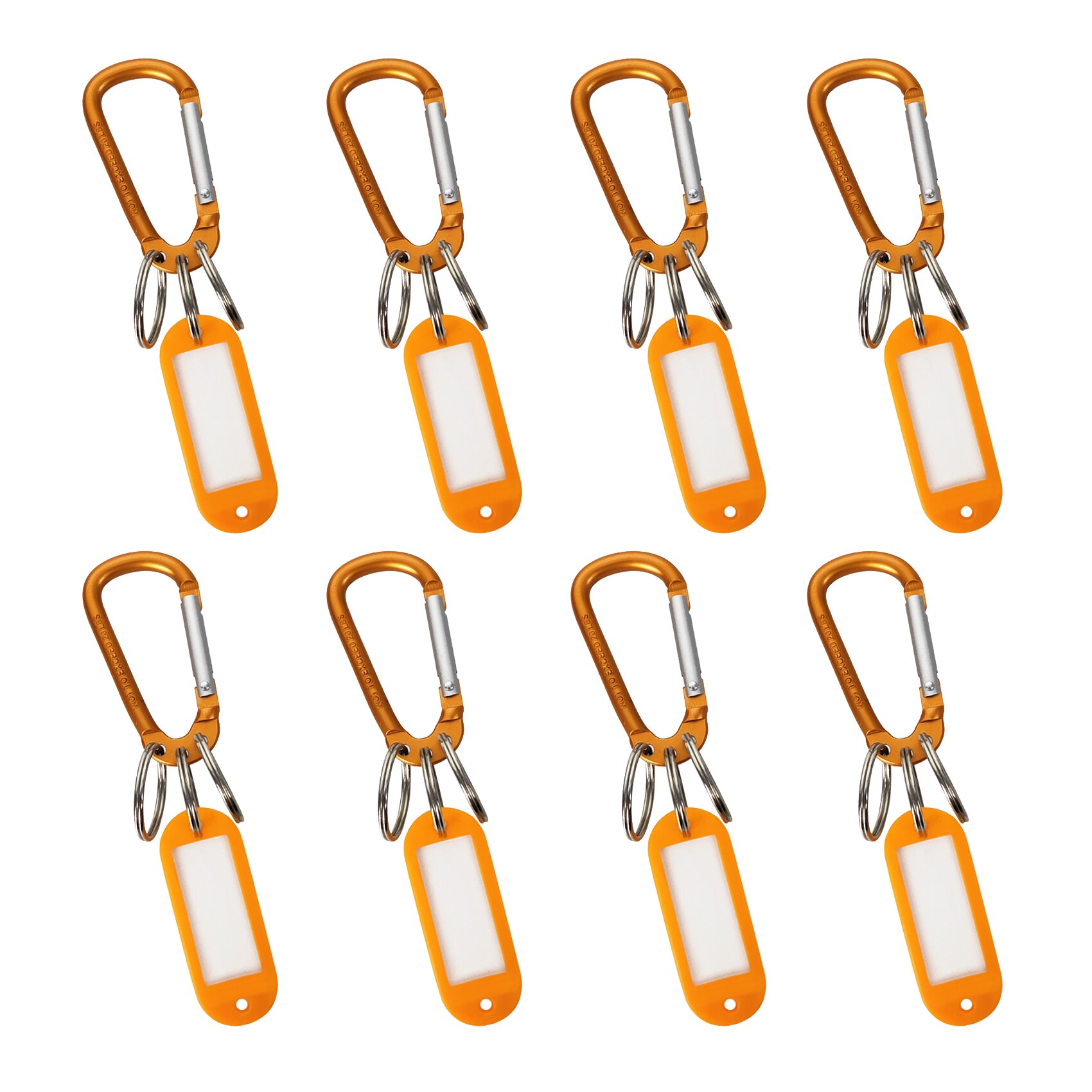F Aventik 6 couleurs en aluminium d-forme mousqueton pince boucle 6cm avec 3 porte-clés 1 étiquette nominative Multi usage pour randonnée porte-clés: orange of 8pcs
