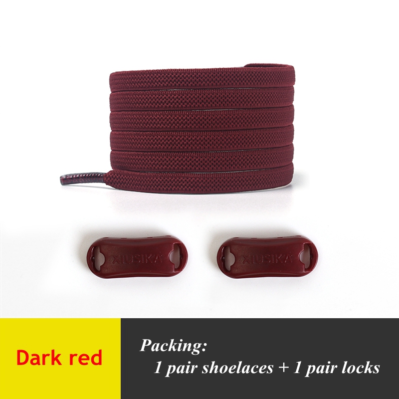 Cordones sin atar para zapatillas de deporte para niños y adultos, cordones elásticos para zapatos planos, cordones para perezosos, 24 colores, 1 par: Dark red