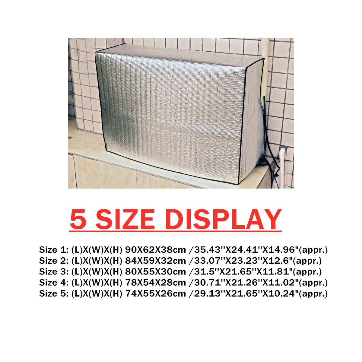 5 Sizes Air Conditioner Dust Cover Protector Double Sided Outdoor Hood External Waterproof Sunproof Clean Protective Cover