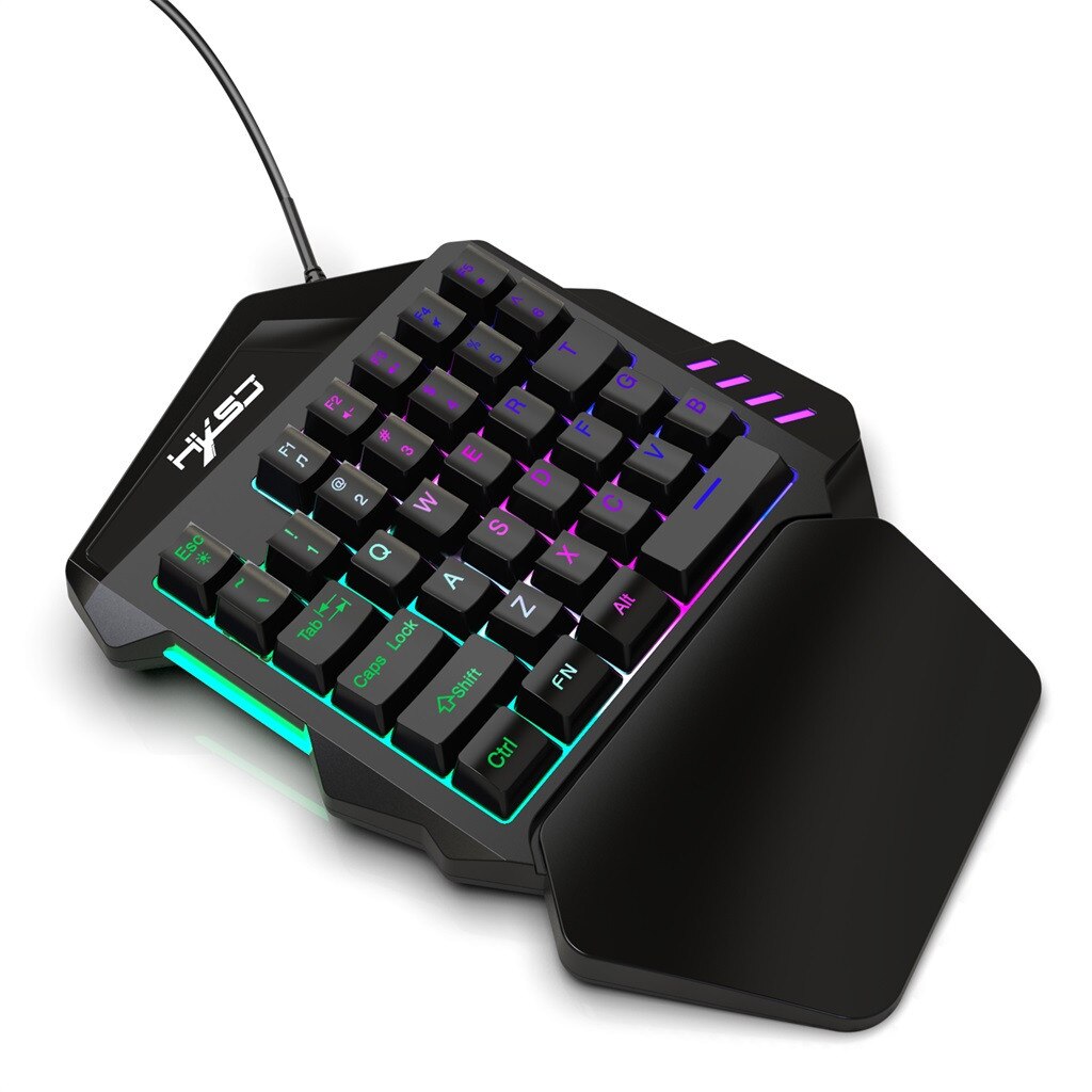 HXSJ Ergonomic Multicolor Backlight One-Handed Game Keyboard Mouse Set 5500DPI Gamer Gaming Mouse and Keyboard Kit For Home