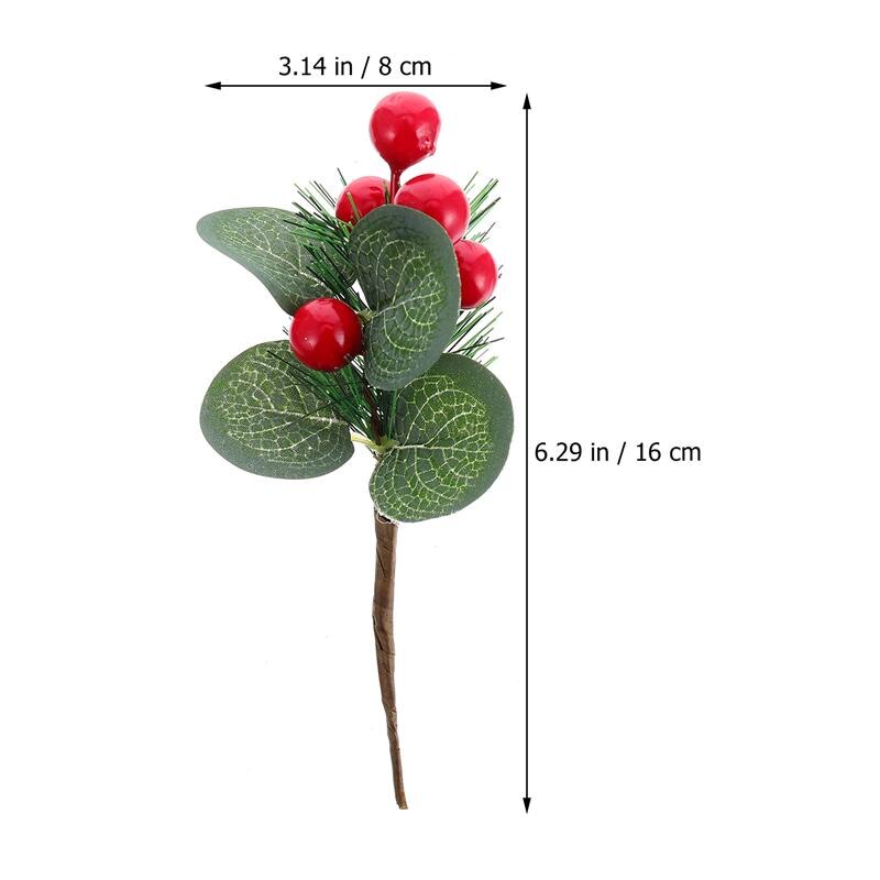 10pcs Red Fruit PVC Christmas Lovely Tree Decors Simulated Berry Bouquet Christmas Tree Decoration Simulation Red Fruit Cutting