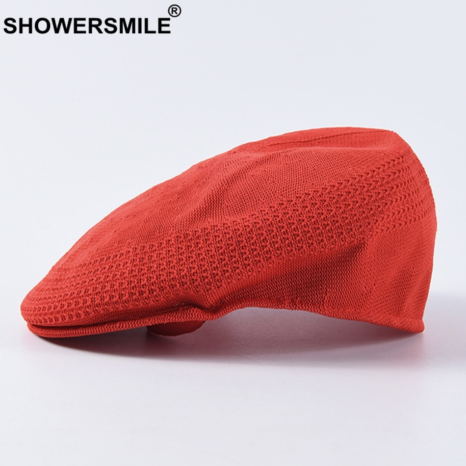 Gorra SHOWERSMILE, Boina Verde para mujer, sombrero tejido de artista, gorra plana bordada de verano para mujer, sombreros coloridos de pintor de de