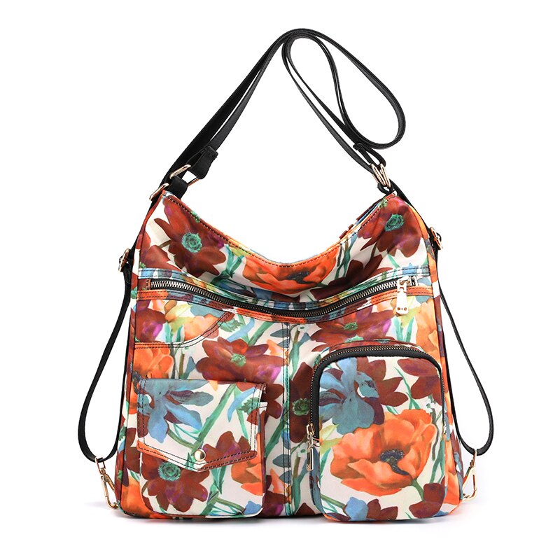 Woman Nylon Laptop Backpack Multifunctional Floral Zipper Soft Travel Bag Mochila Feminina School Bags For Teenage Girls: 6