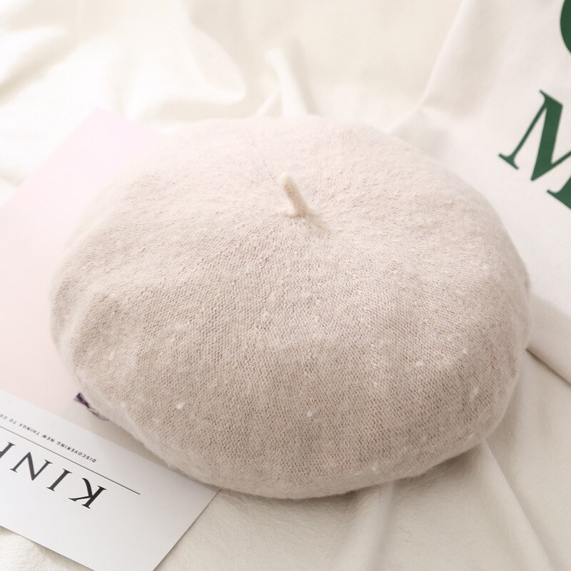 21 farger kvinner ull beret kvinne retro hårete filt beretter panser luer vinter varm gang lue cap boinas de mujer: Beige