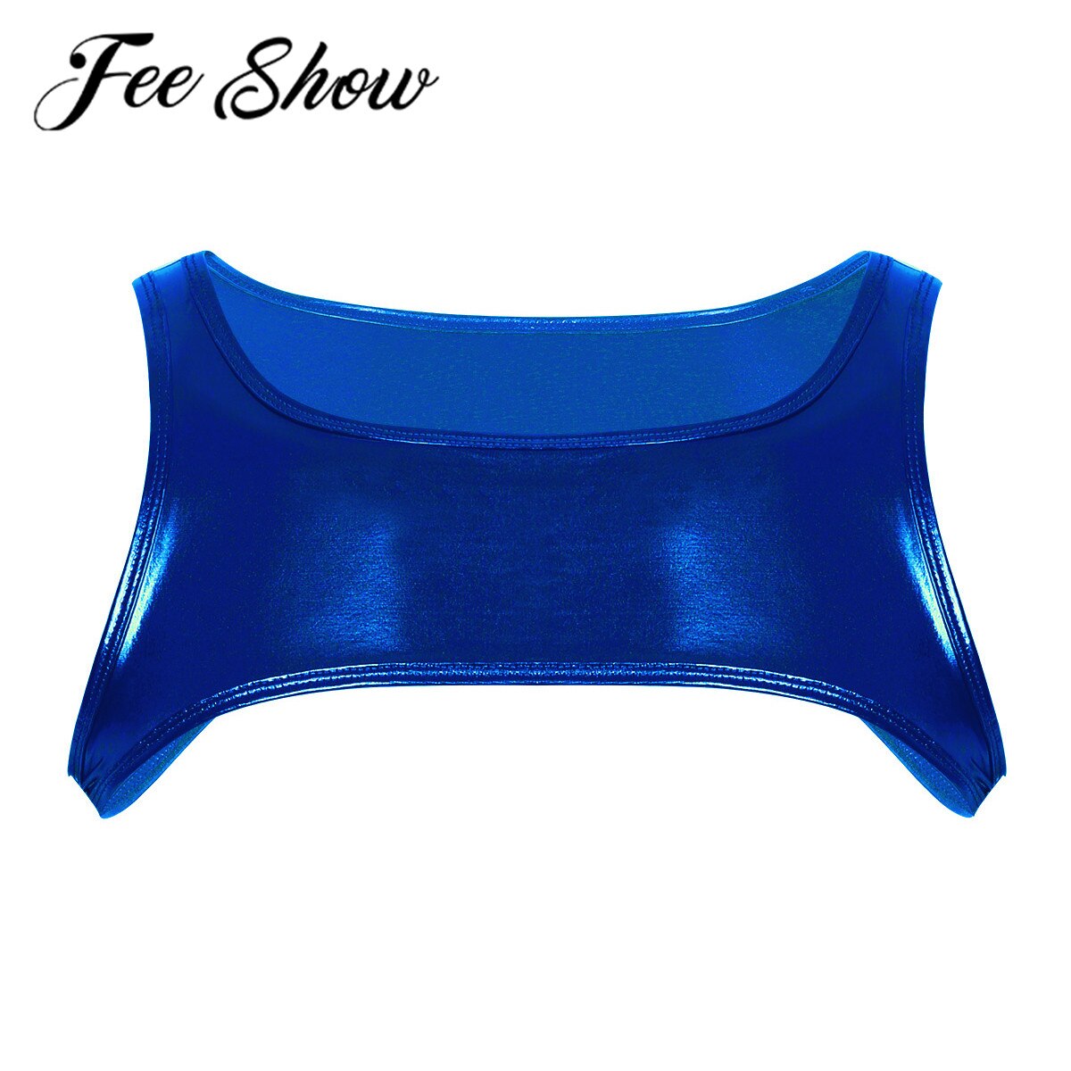 Heren glanzende metalen schouder-borstband harnas heren korte vest tops feest club podium show kostuums exotische halfspier tanktop