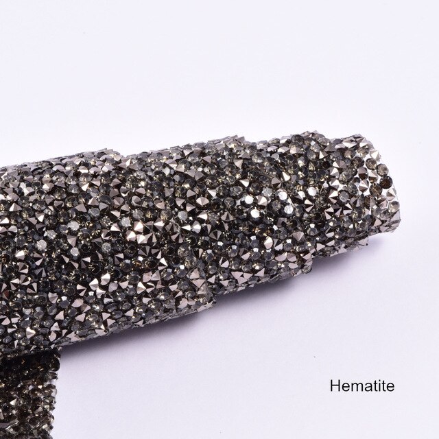 Tissu à strass brillants, 8 couleurs, 24x40cm, pour confection de robes pour nouvel an, DIY, , F0331: Hematite