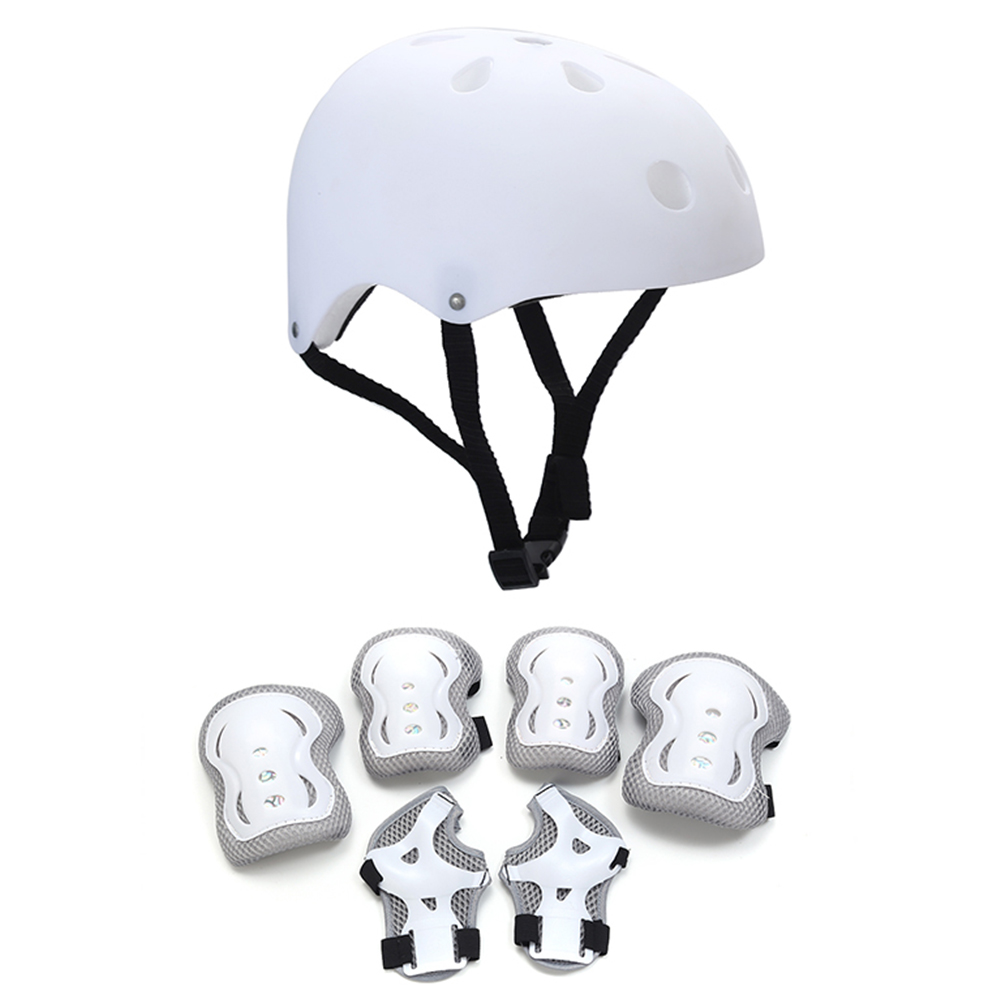 7Pcs Bicycle Sport Protective Gear Set Breathable Kids Skateboard Scooter Helmet Set 48-55cm for Skateboard/Bike/Skating/Cycling