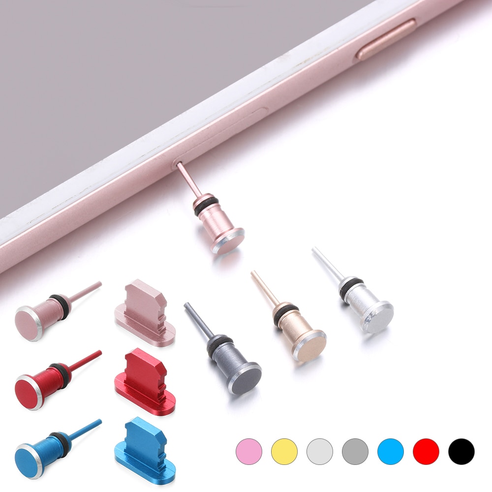 3.5Mm Jack Koptelefoon Jack Stofdichte Ios Poort Opladen Stof Plug Voor Iphone Xs Max X 8 7 6 Metalen stofdicht Sim-kaart Pin Stopper