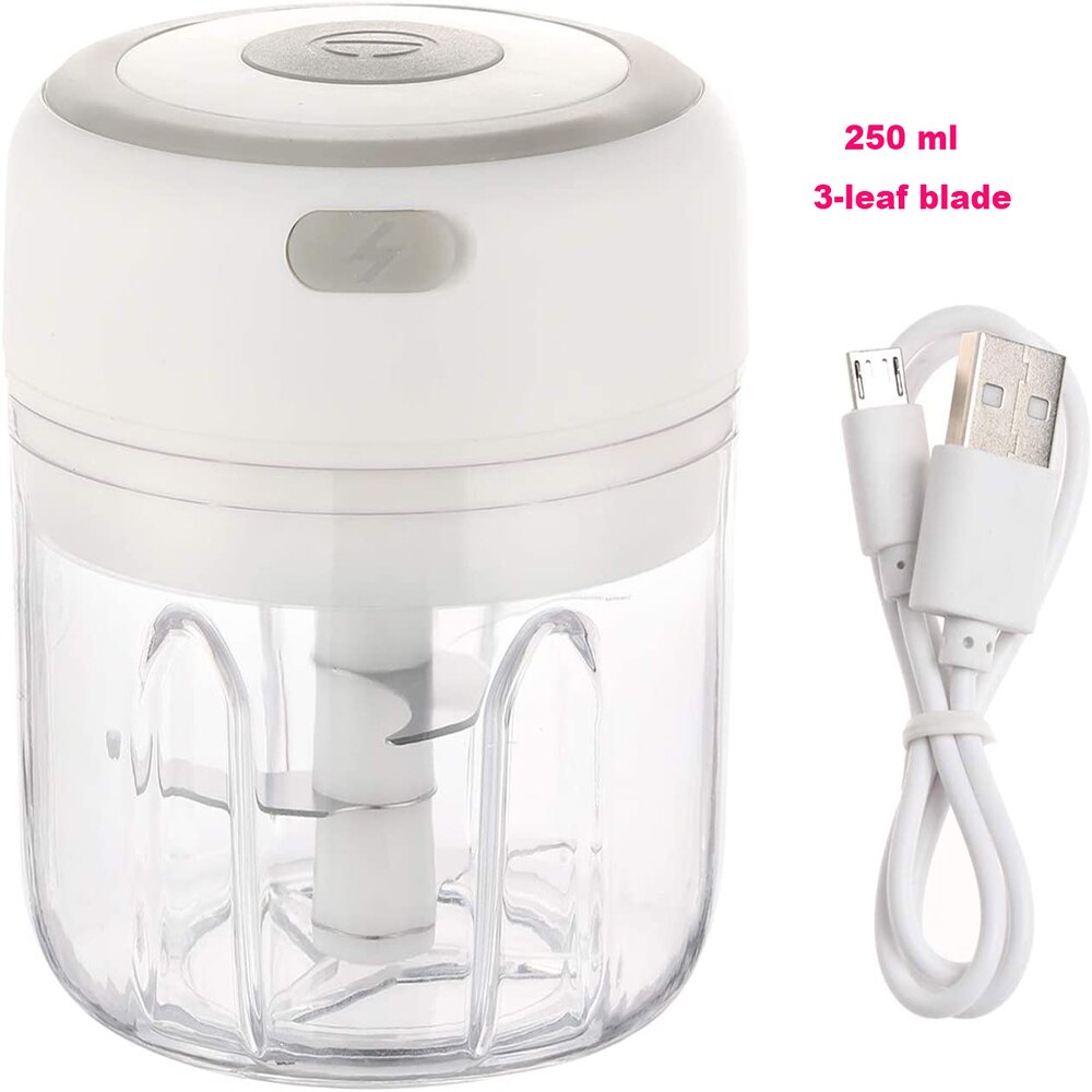 Portable Blender Kitchen Tools Blender Mixer Garlic Crusher Food Processor Mincer Food Mixer Chopper Electric Kitchen Mixeurs: white 250ml
