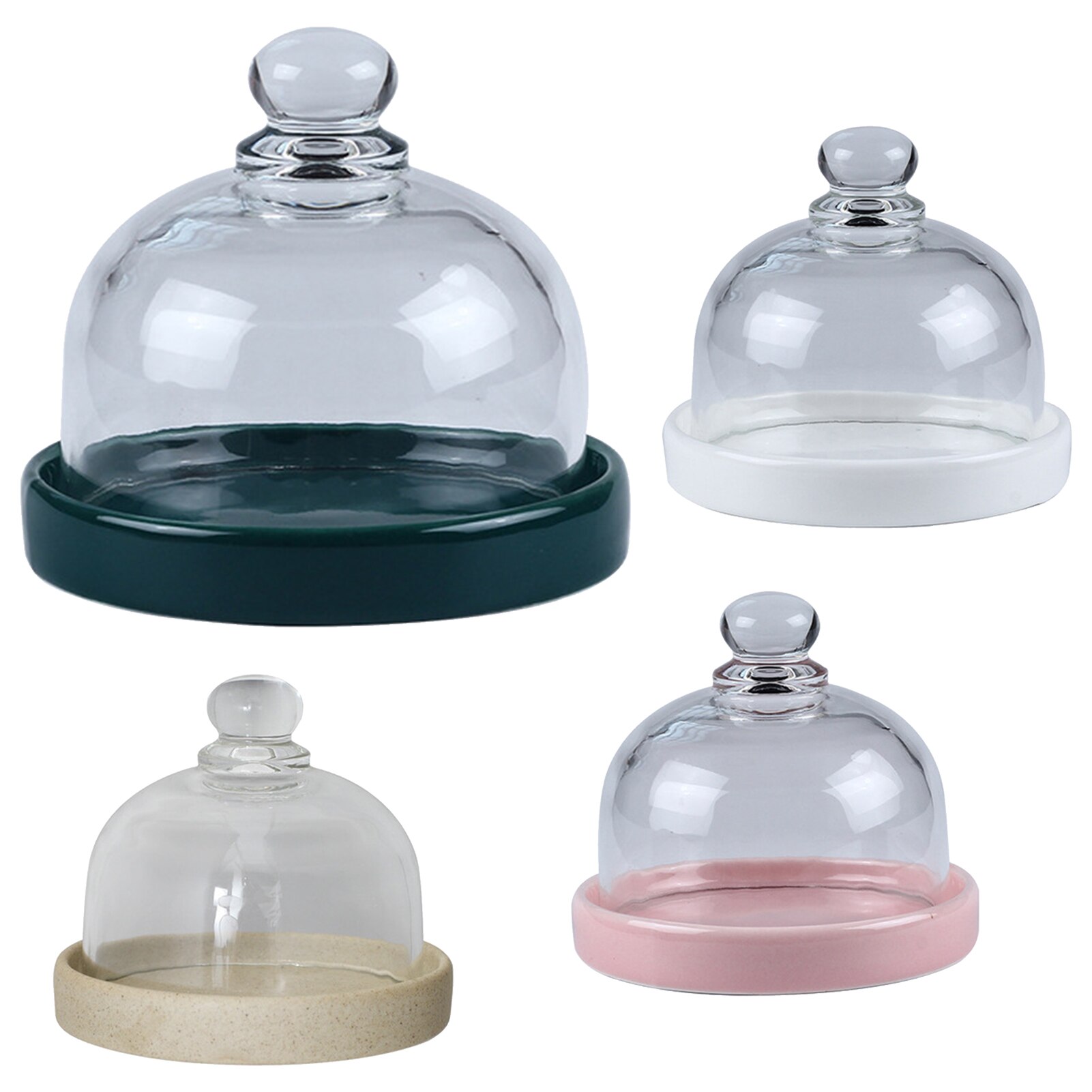 Nordic Ceramic Fruit Cake Tray With Lid Transparent Glass Cover Dessert Plate Food Display Decorative Kitchen Storage Container