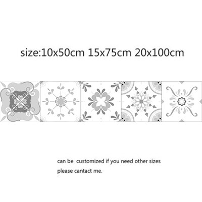 Fliser diagonal vægklistermærke køkken dekoration kunst vægmaleri badeværelse glas fliser talje linje pvc gør-det-selv blomst vægoverføringsbilleder  h1114: 2 / 10 x 50cm