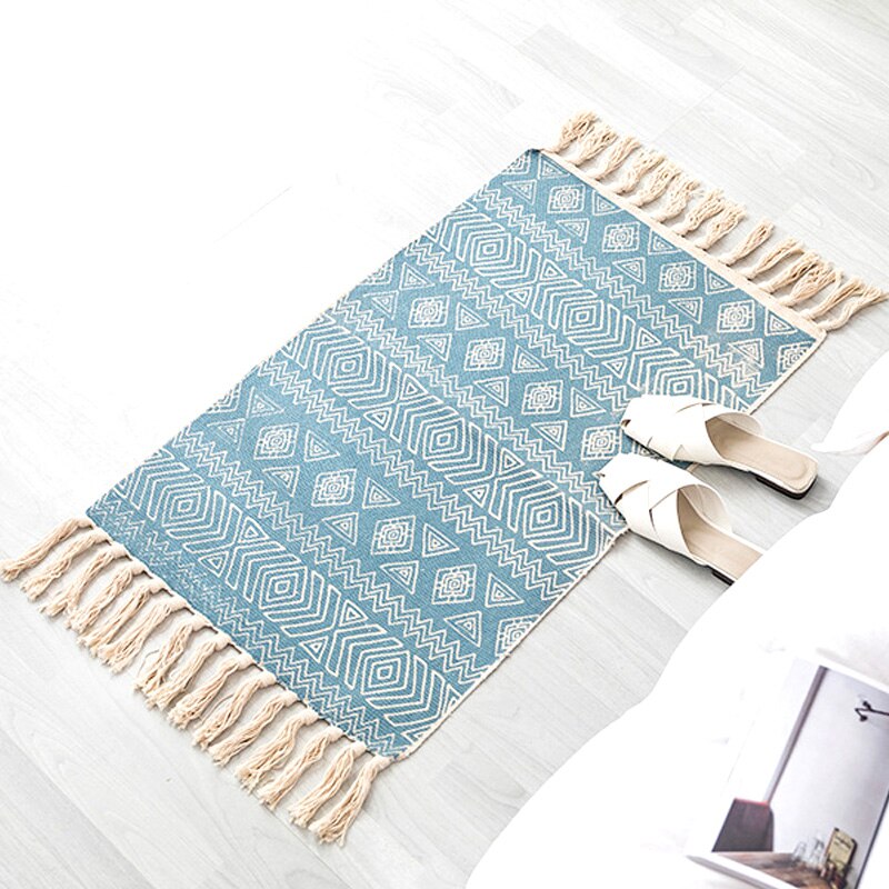 Home Rug Hand Made Rechthoek Kwastje Gebreide katoen tapijt 60x90CM