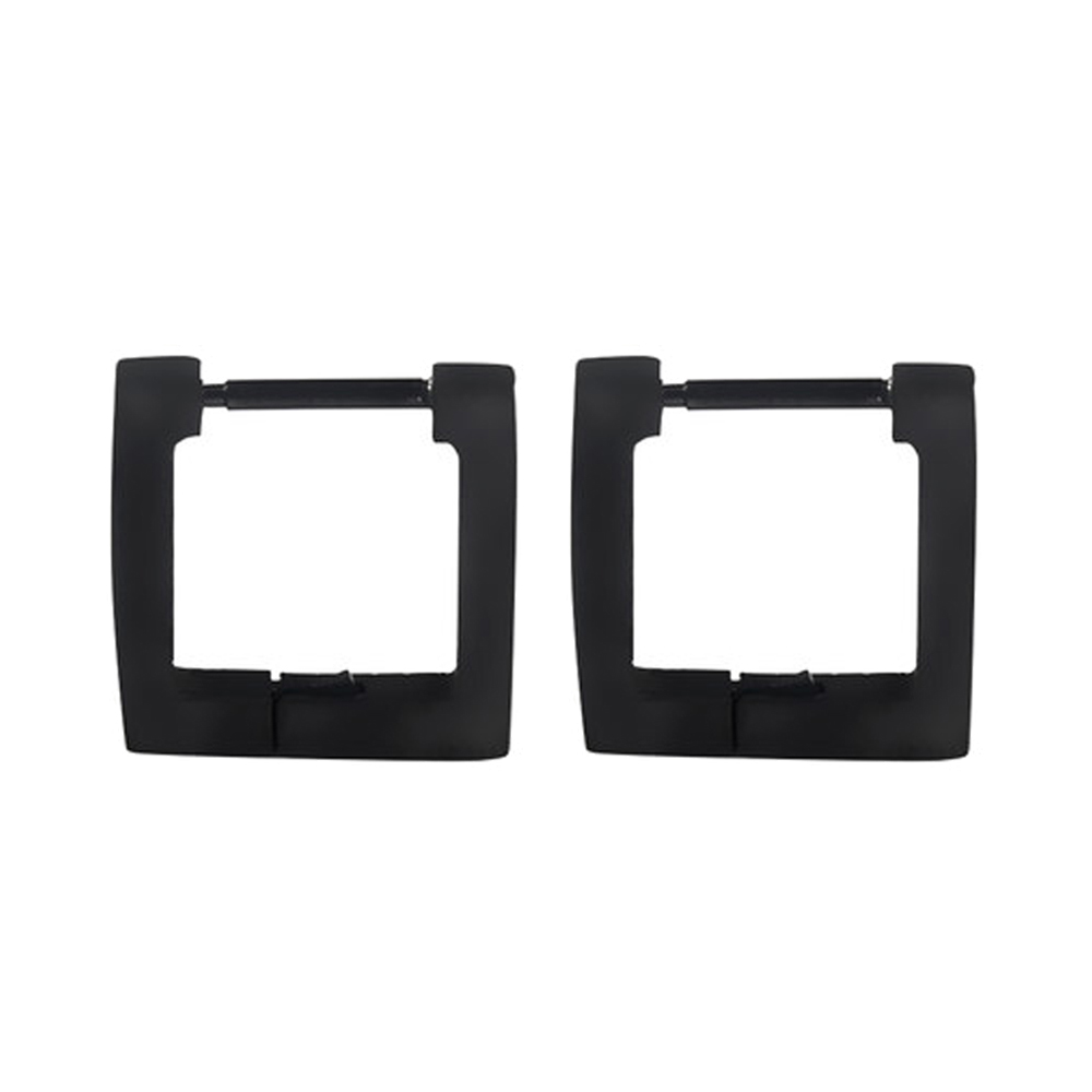 1 paire de boucles d'oreilles créoles noires en acier inoxydable pour hommes et femmes, Triangle Huggie carré rond géométrique