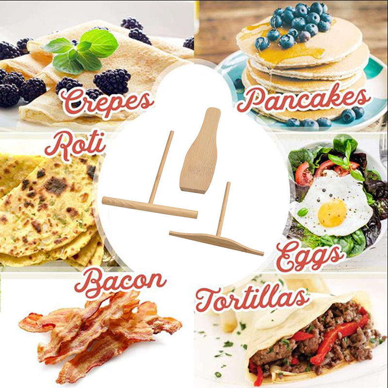 3 stk. trærive rund dej pandekage crepe spreder køkkenredskab