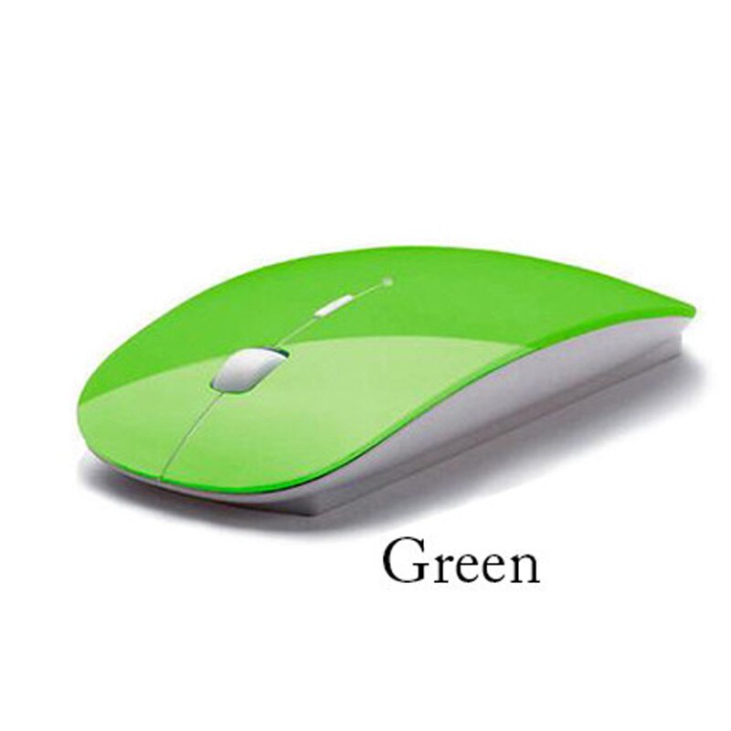 Sugar Color Ultra Thin USB Optical Wireless Mouse 2.4G Receiver Super Slim Mouse For Computer PC Laptop Desktop: Green