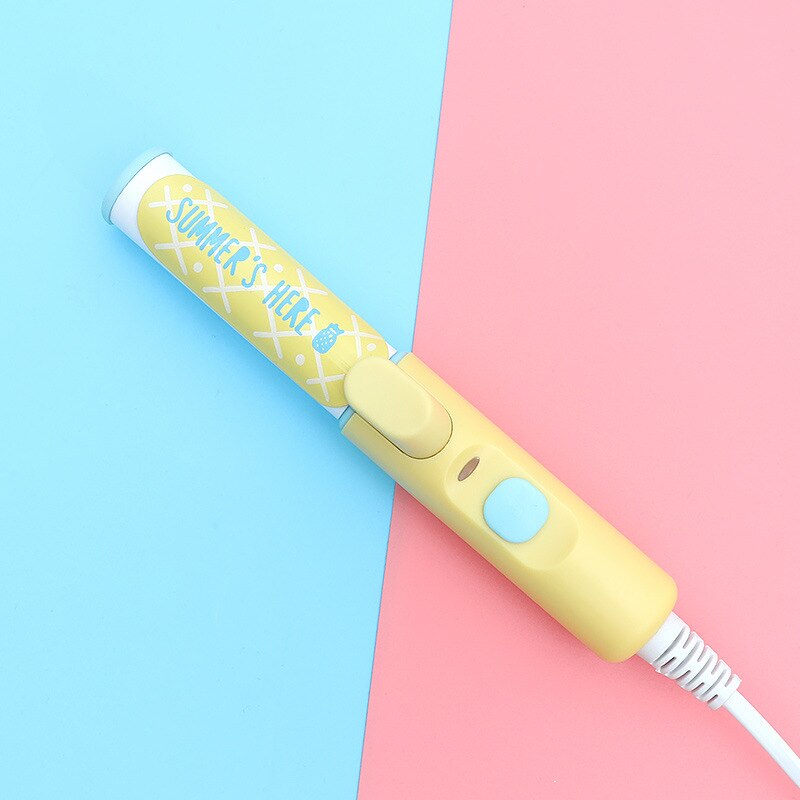 Buckle Mini Hair Curler Straightener Electric Splint Hair Curling Irons Travel Hair Tools Cute Candy Color Flat Iron: 01