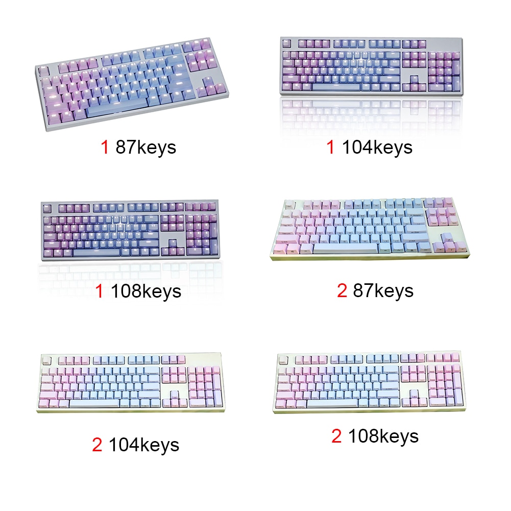 PBT Double Shot Keycap Set - Dyesub - Rainbow Color - Decorative Office Gaming Mechanical Keyboard