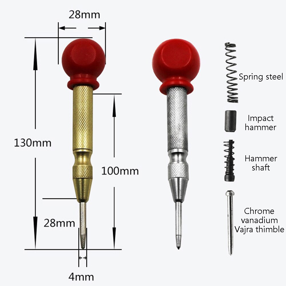 5 Inch Automatische Center Pin Punch Spring Loaded Markering Starten Gaten Tool Hout Druk Dent Houtwerk Hulpmiddel Boor