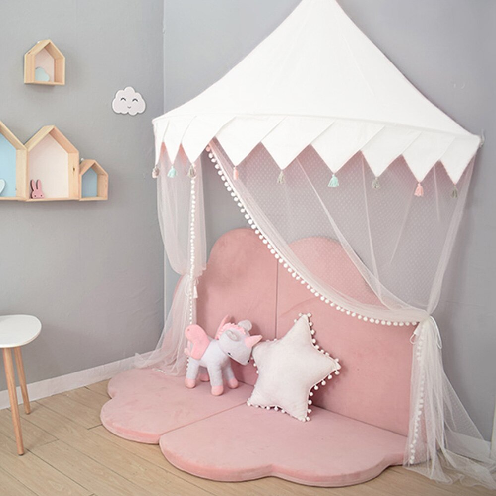 Nordic Mosquito Net Tent White Bed Canopy Curtain Infant Toddler Children Play House Tent Teepee Indoor Outdoor Kids Room Decor