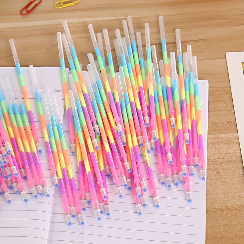 100Pcs Rainbow Multicolor Water Kleur Pen Fluorescerende Pen Regenboog Pen Core Multi-color Pen Refill Kawaii School levert