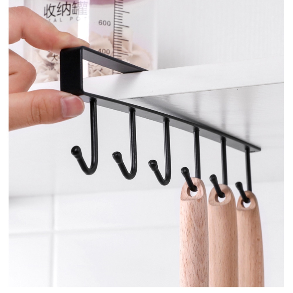 CYSINCOS Cupboard Hanging Hook Rack Kitchen Storage Shelf Organizer Closet Clothes Shelf Glass Mug Holder Wardrobe Hanger