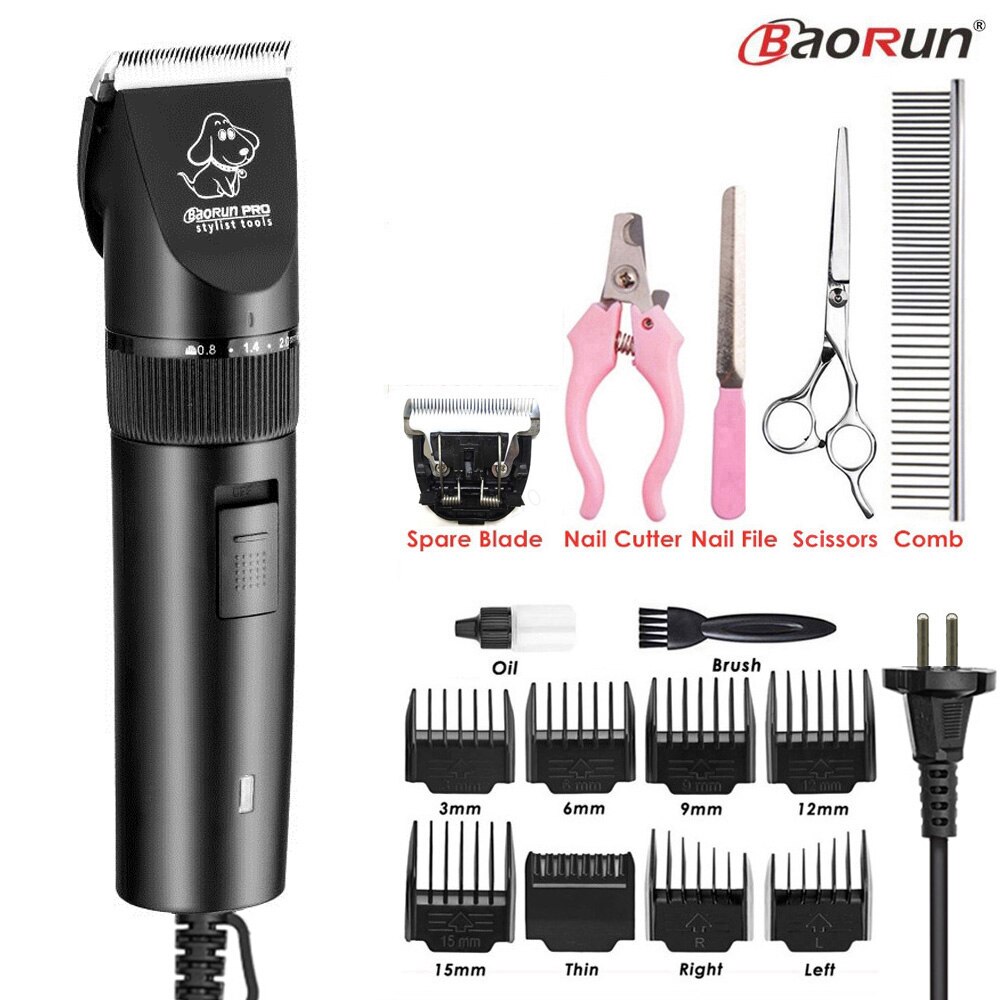 BaoRun-cortadora de pelo S1 para perros y gatos, máquina para cortar el pelo de mascotas, afeitadora de aseo, tijeras eléctricas de alta potencia de 20W: Add B Tool Set