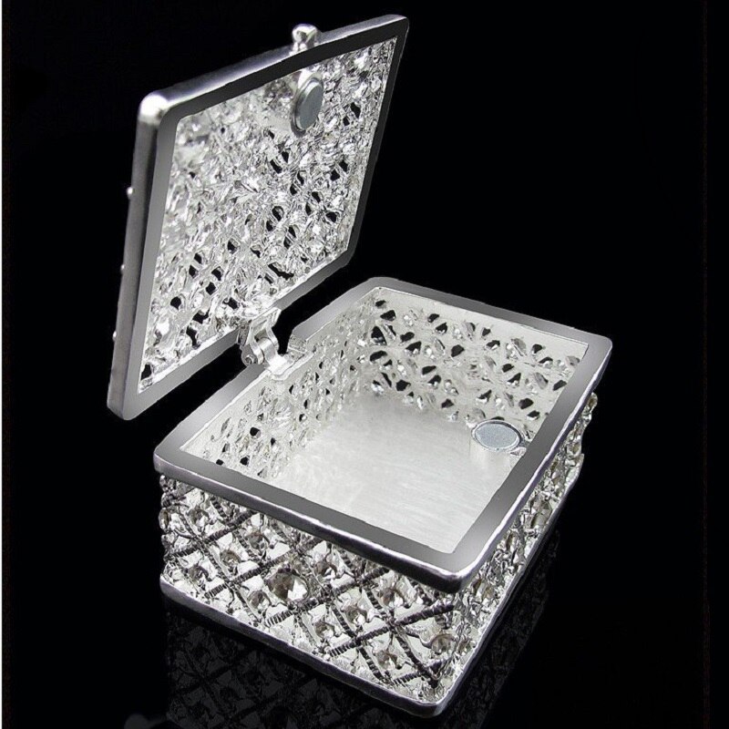 carré argent bijoux bibelot boîte Antique étain cercueil artisanat Dressing
