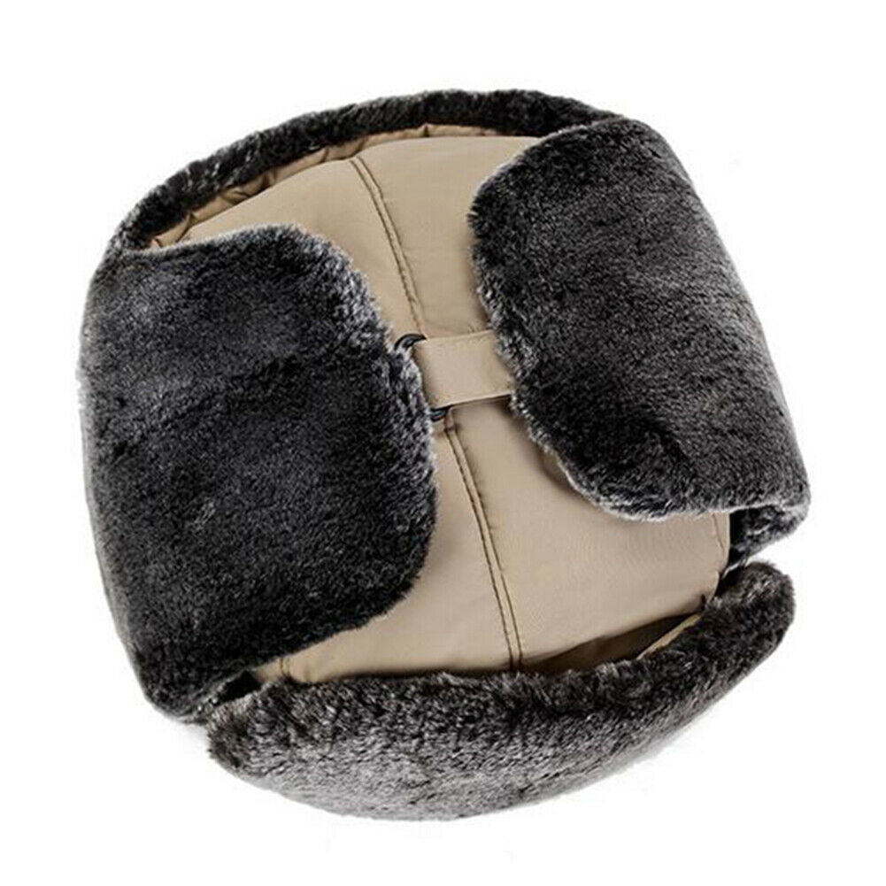 Mens Causual Trapper Aviator Trooper Hat Warm Fur Earflap Thicken Ski Mask Cap Windproof Bomber Hats Black Gray Red Khaki