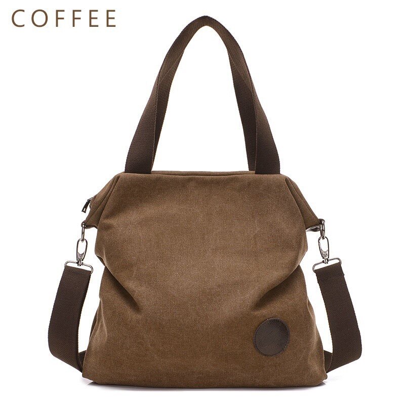 Kvky, bolso grande informal, bolso de mujer, bolso de hombro, bolsos de lona de cuero con capacidad para mujer,: Coffee-small