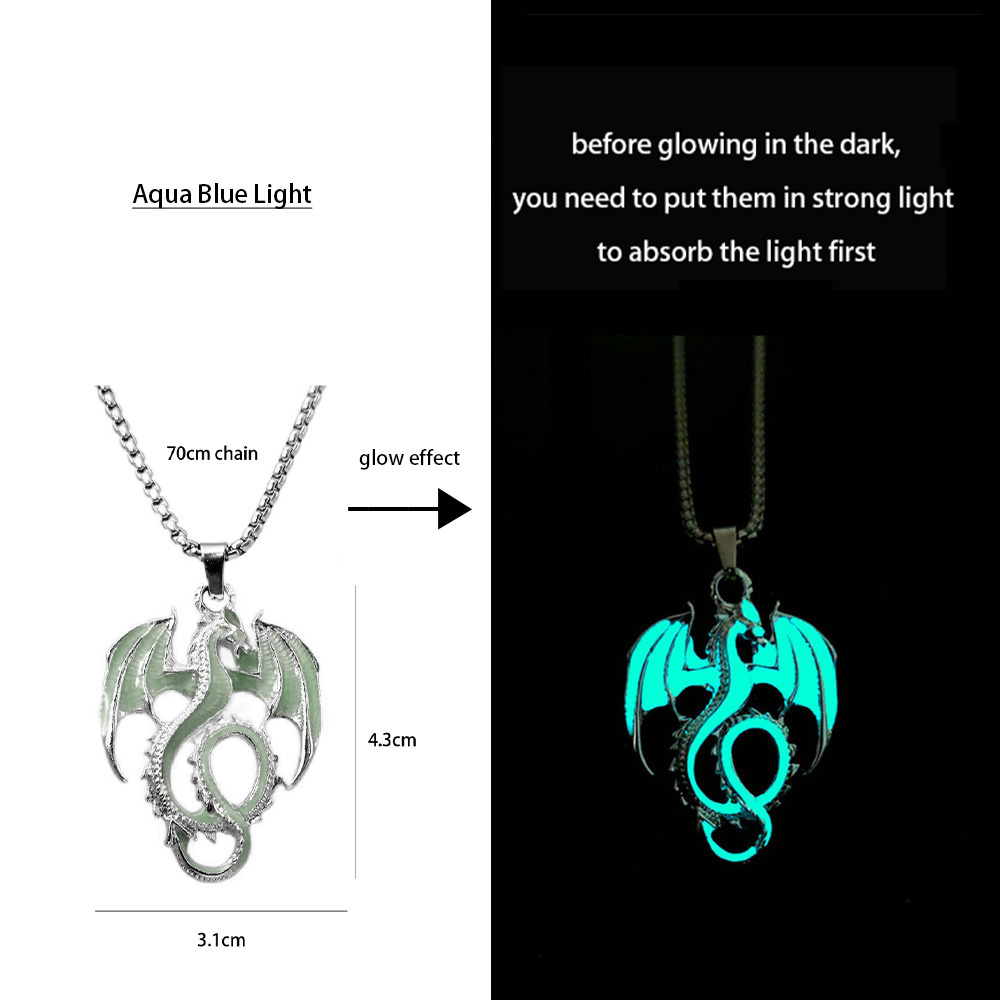 Luminous Dragon Necklace Glowing Night Fluorescence Antique Vintage Glow In The Dark for Men Women Party Halloween Day Club